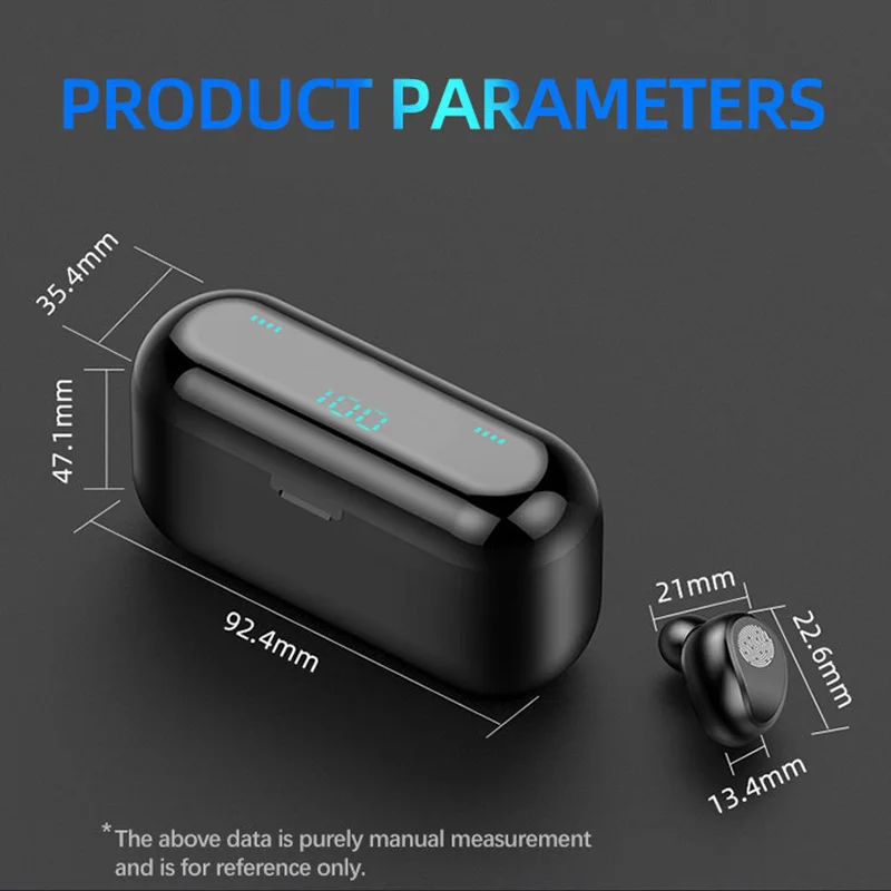 TWS F9 5 0 Bluetooth Wireless Earphone LED Display Touch Control Noise Reduction HIFI Stereo Headset As Power Bank Phone Holder