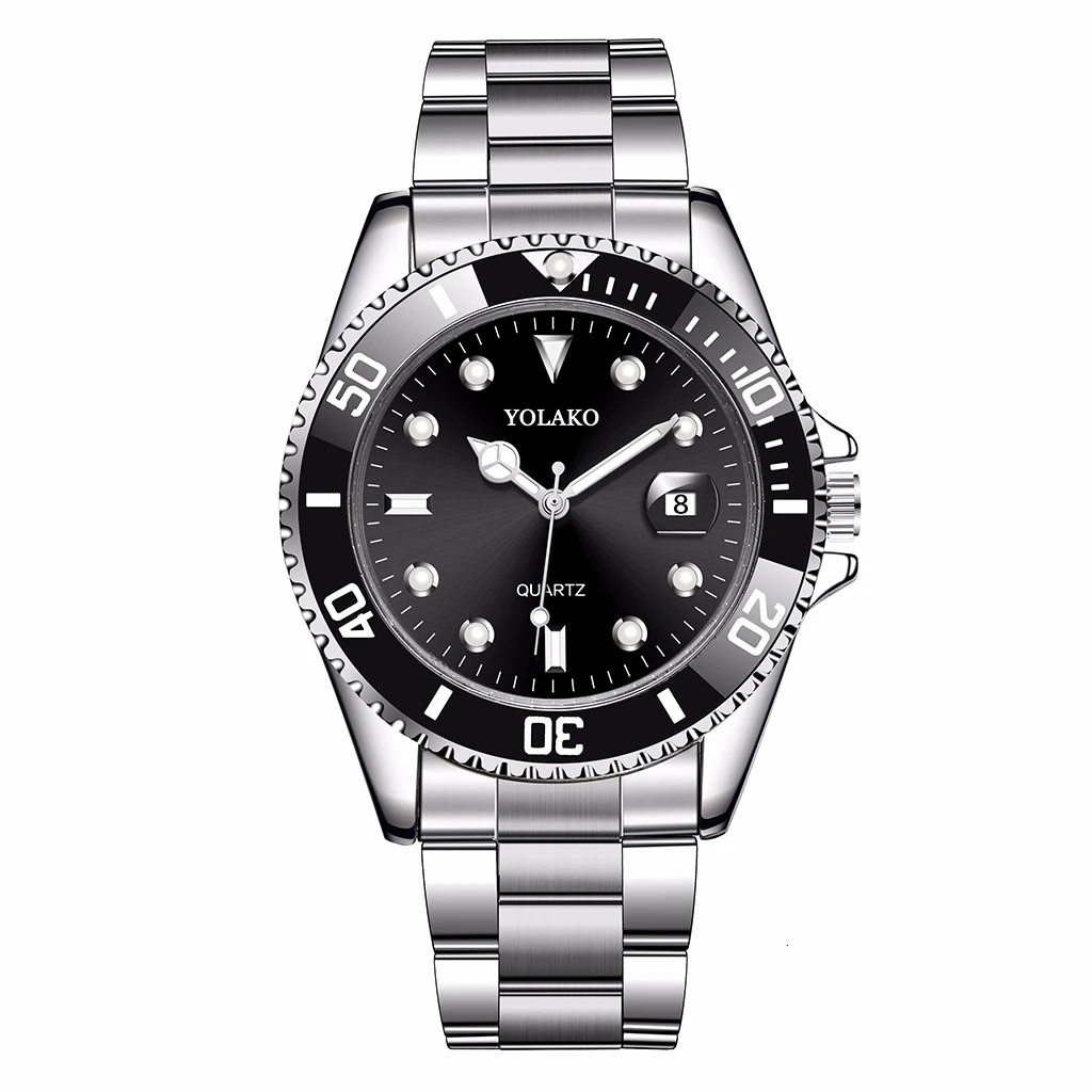 Лидер продаж, мужские часы, Лидирующий бренд YOLAKO, роскошные мужские военные часы из нержавеющей стали, Спортивные кварцевые аналоговые часы, Relogio Masculino - Цвет: black