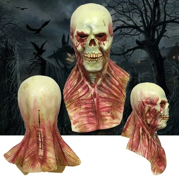 

Horror alien Bloody Zombie Mask Melting Face Adult Latex Costume Halloween Scary Prop