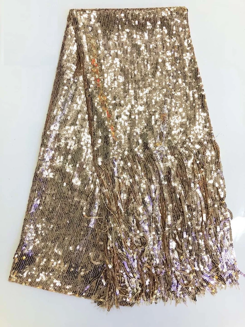 

2yard/lot Mesh Sequin Lace Fabric Embroidered Tassel Fabric Performance Party Show Dresses Supply Shiny Tassel Lace Fabric