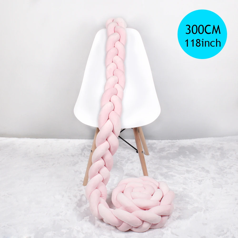 3M Pink Кровать бортики в кроватку работы в скандинавском стиле с узлом для новорожденных, детская кроватка, бампер, длинная плетеная тесьма, подушка для детской кроватки, плюшевый бампер, детская кроватка, декор для комнаты - Цвет: 3M Pink