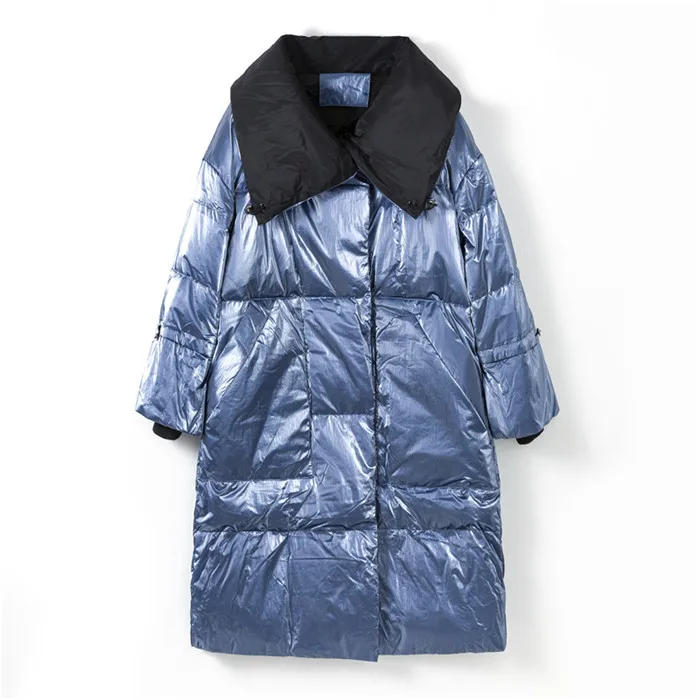 Pudi XM904 Женское зимнее водонепроницаемое пальто новая ткань 90% утиный пух 7 точка рукав оверсайз Леди Мода Повседневная Длинная Куртка-парка - Цвет: blue