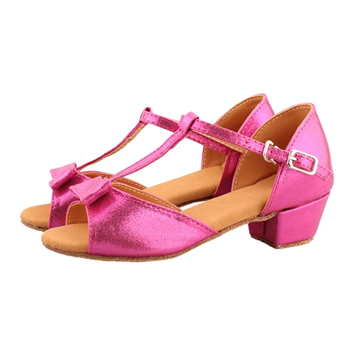 Pink Latin Shoes TIEJIAN/Обувь для бальных танцев; Высококачественная женская обувь для латинских танцев; сандалии для сальсы на низком каблуке для девочек; zapatos de baile Latino mujer - Цвет: Pink Latin Shoes