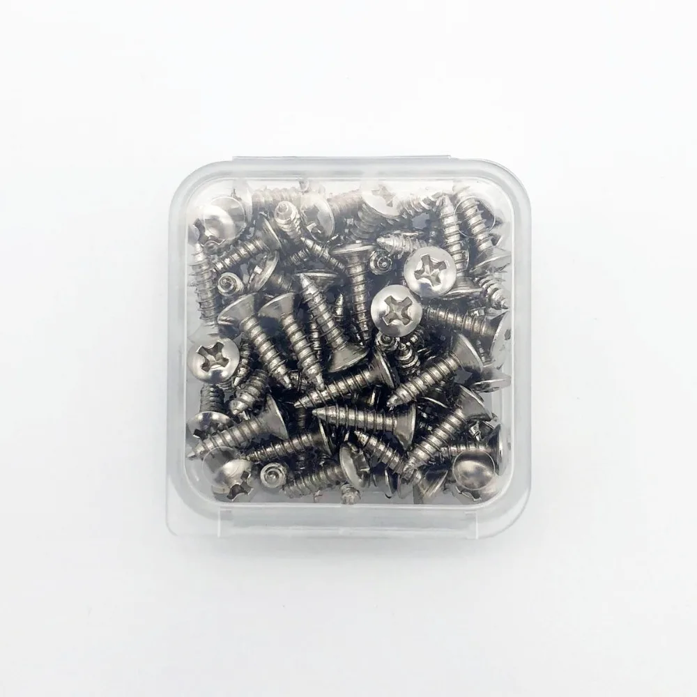 60 pcs Chrome 60 шт. Шурупы для электрогитары SQ ST LP TL универсальная гитара ПЛАСТИНА баса Крепление инструмент Luther 12*3 мм с коробкой - Цвет: 60 pcs Chrome