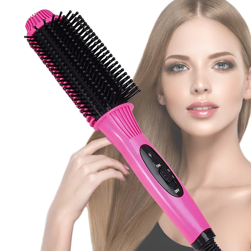 pink us plug Щетка для волос, быстрый выпрямитель для волос, расческа для волос, электрическая расческа, расческа для волос, авто прямые расчески для волос - Цвет: pink us plug