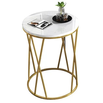 

Simple Nordic Light Luxury Coffee Table Sofa Corner Table Bedside Bedroom Marble Pattern Small Round Table Side Tables Furniture