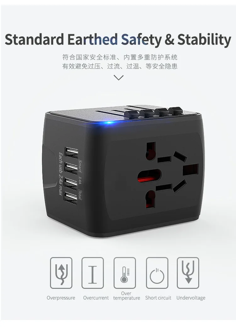 Kxn universal multi-função adaptador de viagem conversor