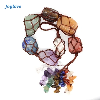 

JOYLOVE 7 Chakra Stone Hanging Ornament Stone Tassel Spiritual Meditation Hanging/Window/Feng Shui Ornament Natural Stone Car
