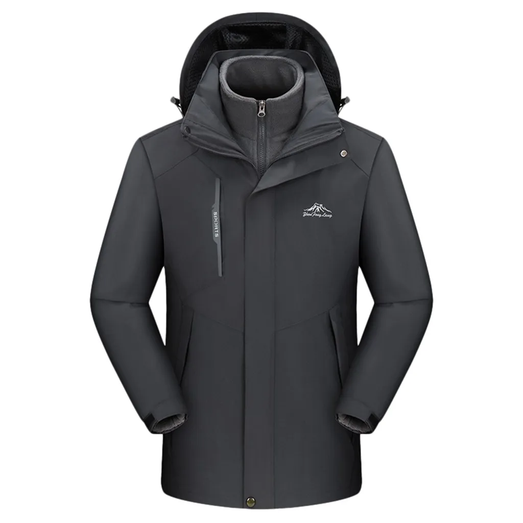 Men Waterproof Hoodie Jacket Detachable Breathable Sport Two-piece Set Outdoor Coat XL-5XL Plus Size chaqueta hombre winter