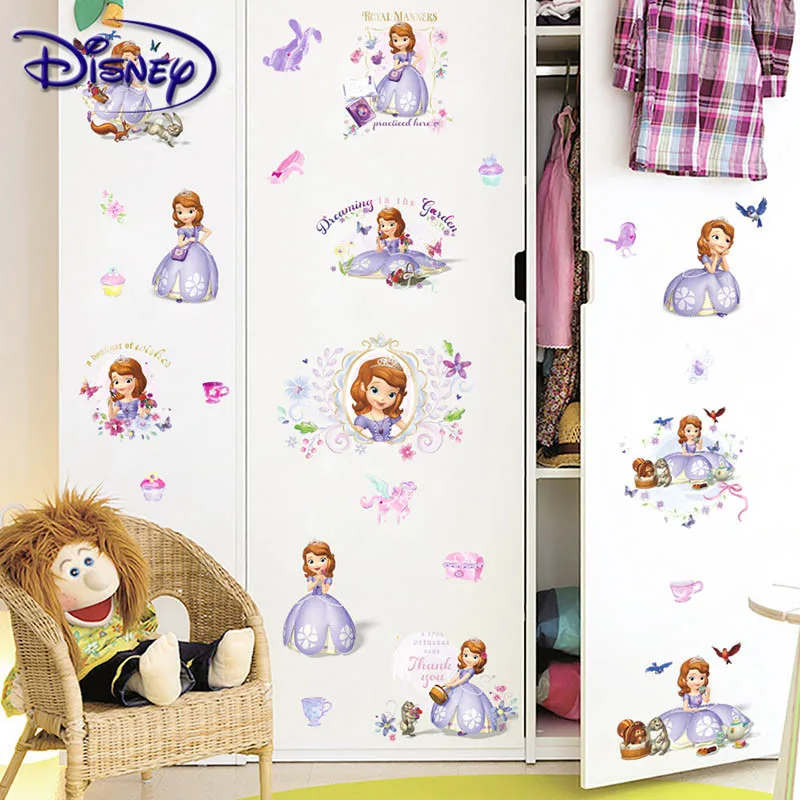 Disney принцессы мультфильм "София" Принцесса "сделай сам" Детская комната наклейки