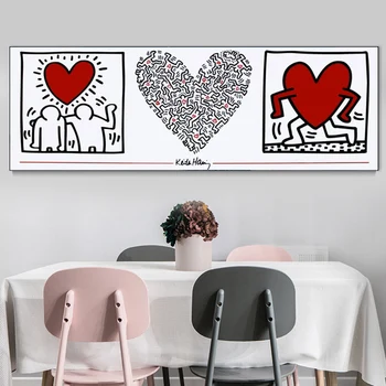 

Abstract Graffiti Art By Keith Haring Wall Posters and Prints Peace and Love Street Art Paintings Heart Art Pictures Home Decor