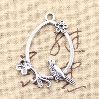 

10pcs Charms Bird Birdcage Branch 40x31mm Antique Bronze Silver Color Pendants DIYCrafts Making Findings Tibetan Jewelry
