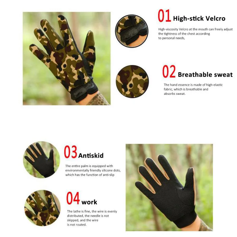 Fishing Gloves Summer Breathable Outdoor Riding Gloves Man Tactical Lady Light Bicycle Non-Slip Full Finger Fingerless