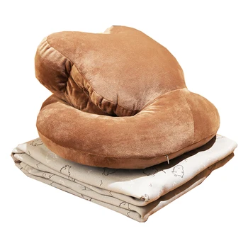 

1 PC Siesta Pillow Blanket Soft Plush Fabric PP Cotton Cushion Soft Comfortable Keep Warm Car Three-in-One Blanket Nap Pillow