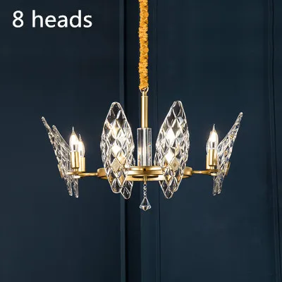 8 heads Dia65H45cm Пост-современный роскошный со стразами люстры E14 светильники для гостиной Вилла Дуплекс стеклянные подвесные лампы - Цвет абажура: 8 heads Dia65H45cm