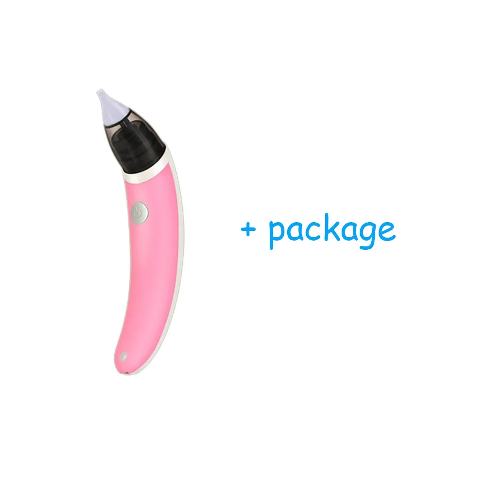 pink with package Детская очистка носа гигиенический Очиститель Многофункциональный Безопасный перезаряжаемый Электрический детский силиконовый мягкий, приятный для кожи носовой аспиратор - Цвет: pink with package