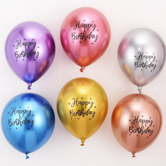 10Pc, 12 Pouces Chrome Métallique Latex Ballons Joyeux Anniversaire Motif  Imprimé Ballon Hélium Métal Globos Décorations De Fête D'anniversaire -  Temu France