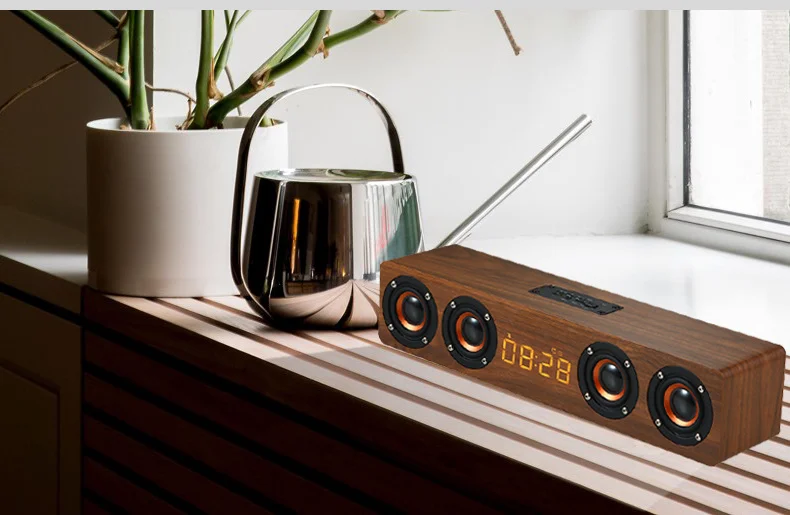 اسپیکر چوبی ساعت آلارم وایرلس رادیو پرتیبل سابوفر ۳۰۰۰ میلی آمپر Wooden Subwoofer Soundbar Portable 40 H75f19996df98435480d8e72c8a48e7adJ