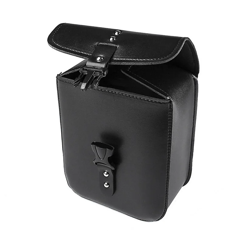 

Motorcycle Black Leather Waterproof Bag Saddle Storage Tool Box Pouch Side Case