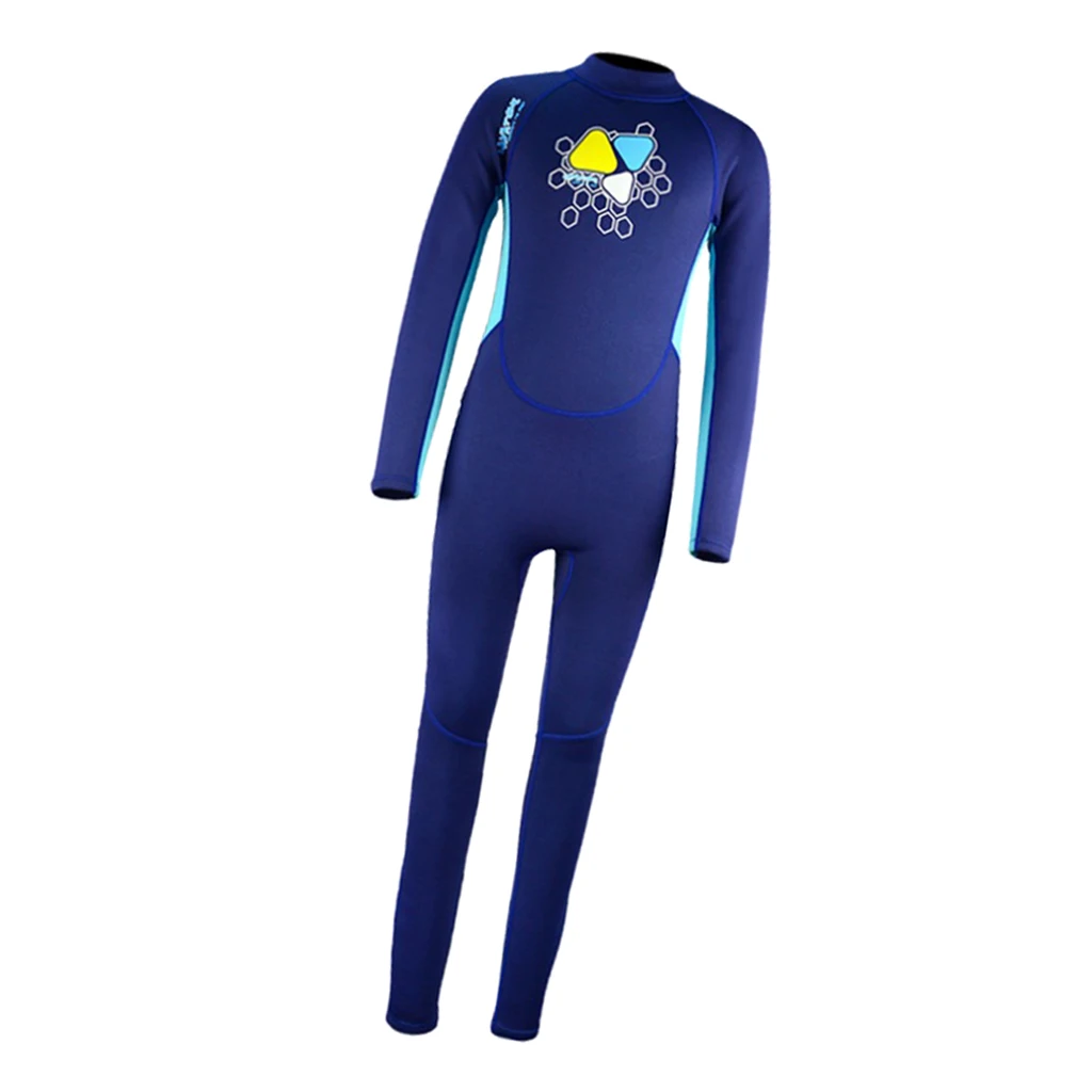 Kids Wetsuit Neoprene 2mm Long Sleeve One Piece UV Protection Swimsuit Fullbody Diving Suit for Surfing Snorkeling 