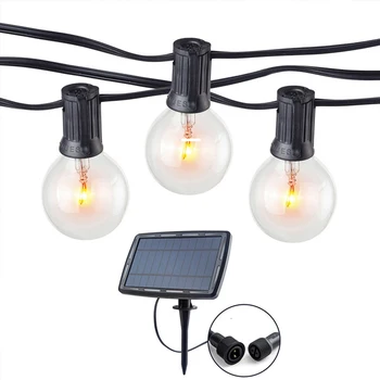 

LED String Lights Big Ball Led Solar Light G40 Garland Bulb LED Retro Fairy Glass for Outdoor Lighting Holiday Decoration
