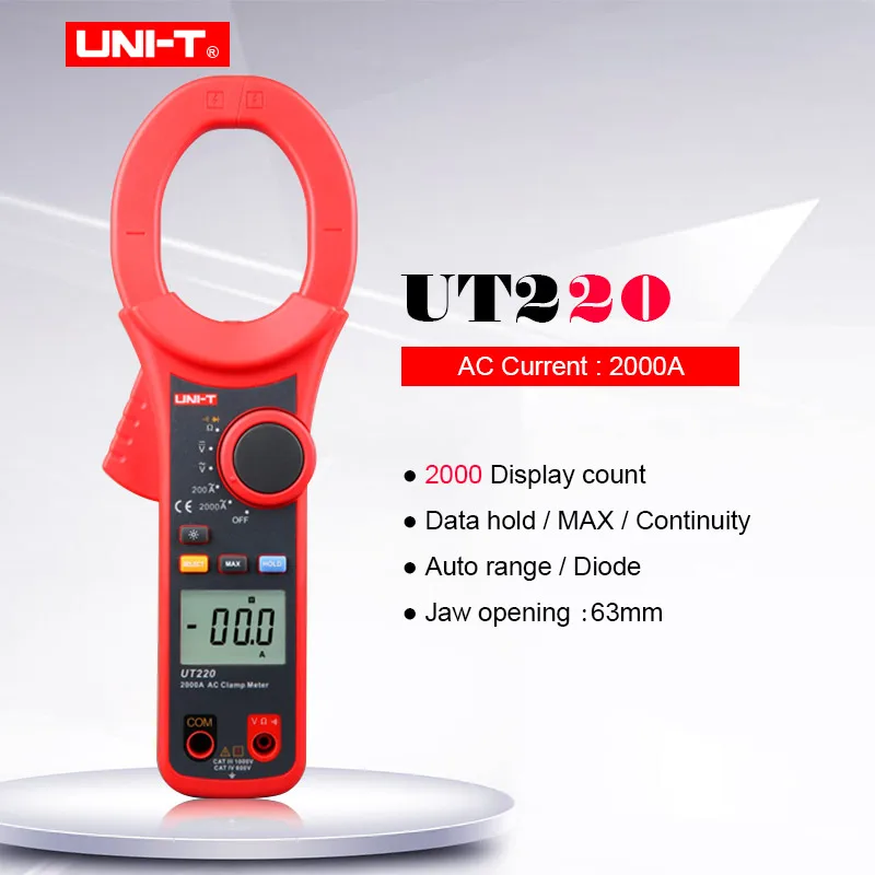 

UNI-T UT220 2000A Digital Clamp Meter AC/DC/Resistance/Capacitance/ Data Hold LCD Backlight Digital Clamp Meters Multitester