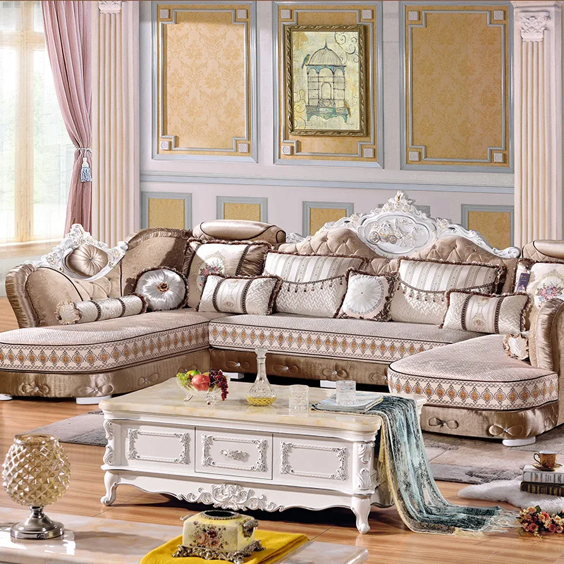 

Li Fabric Brand European Style Fabric Sofa Large-sized House Living Room European Style Furniture Wealthy Simple European Fabric