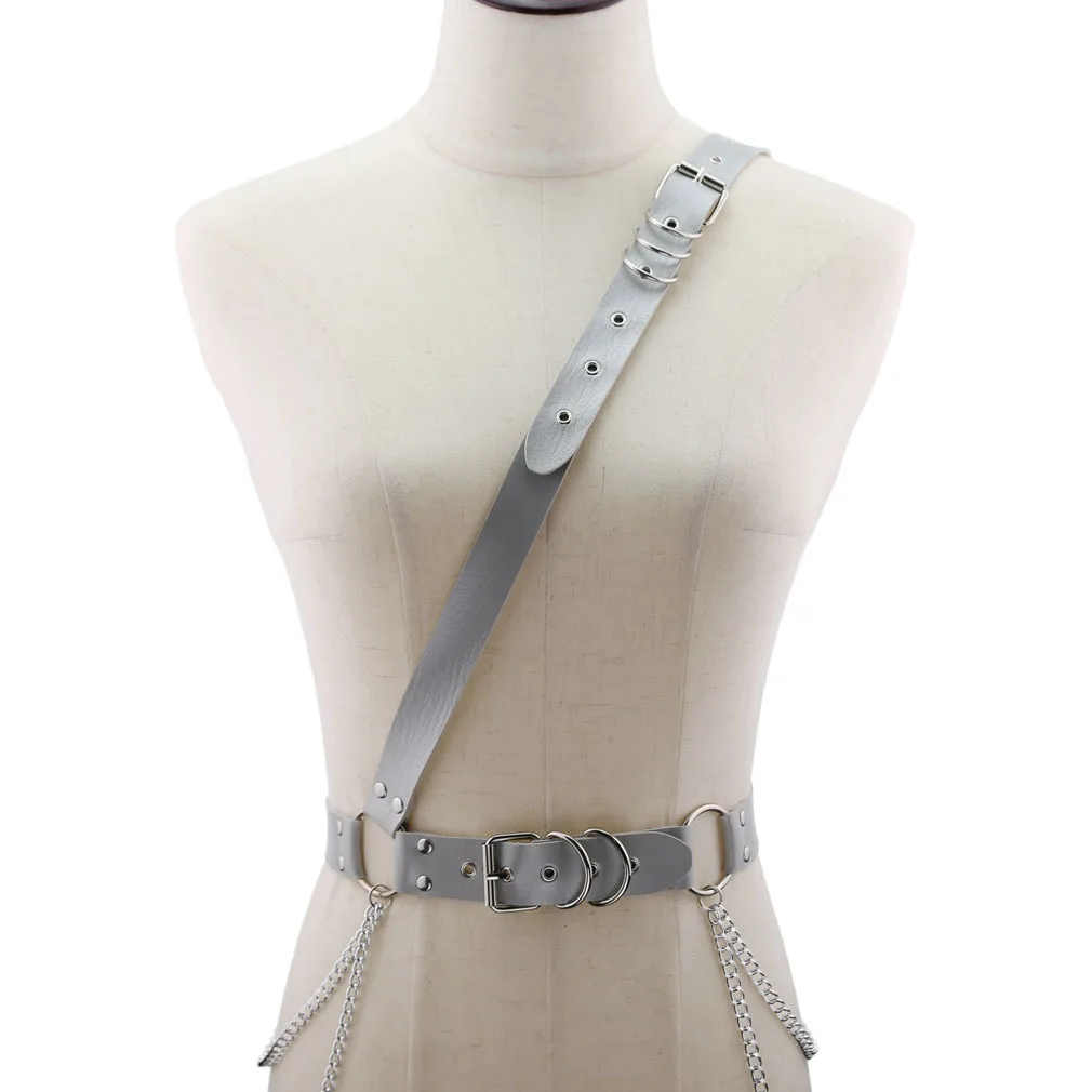 New Design Punk Hip-hop Fashion Women's Belt Chain Trend Leather Needle Buckle Chain Belt SW350 - Цвет: Серебристый