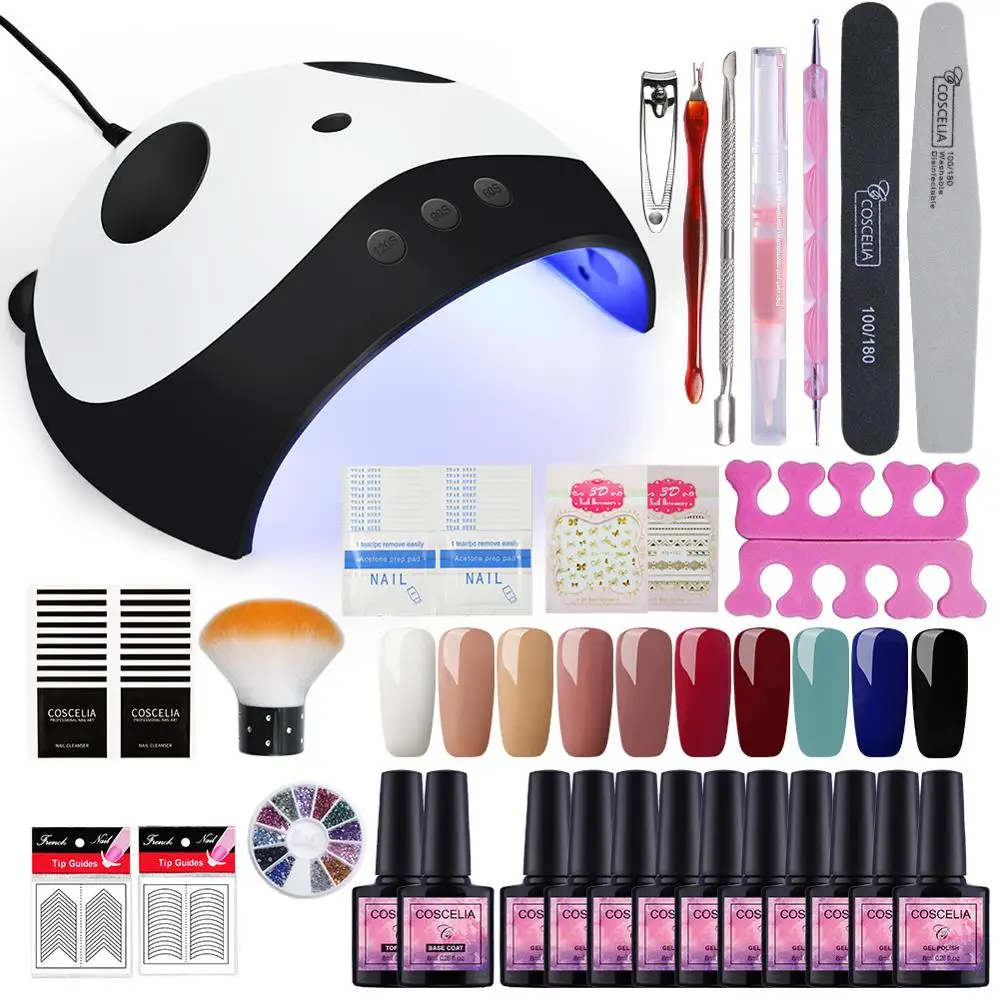 Маникюрный набор с лампой 36 Вт гель-лаков для ногтей инструменты маникюра Набор 10