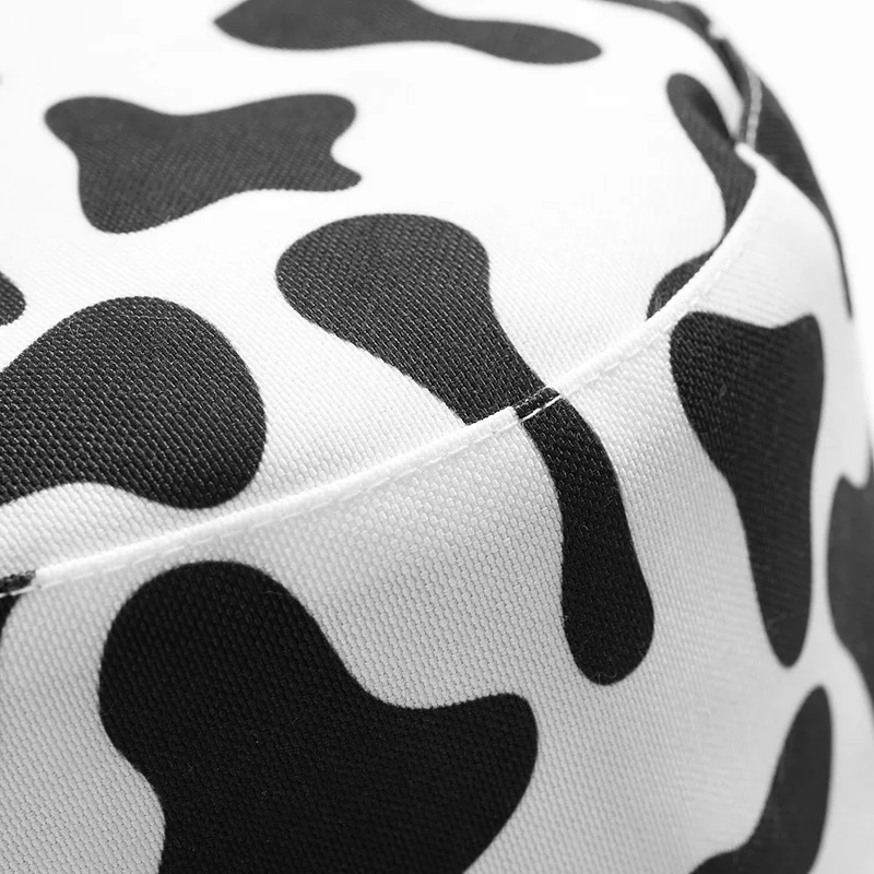 INS cute Reversible Black White Cow print Bucket Hats Men Women NEW Fashion Summer sun hat Fisherman cap Travel Gorras Panama