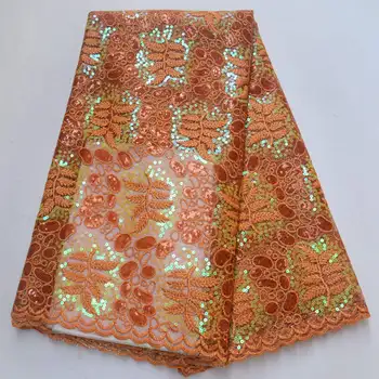 

Latest Net French Lace Material High Quality French Net African Lace Fabric With Sequins Nigerian African Lace Fabric SEW05