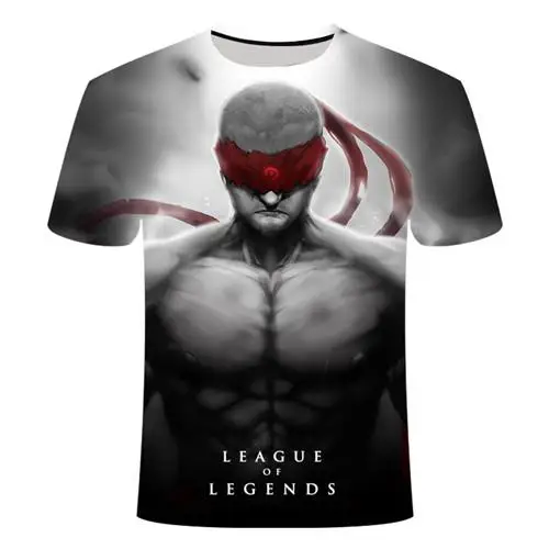 Футболка с 3D принтом League of Legends games мужская женская футболка с коротким рукавом Yasuo Leesin Darius Garen Thresh большой размер 6XL - Цвет: TXK163