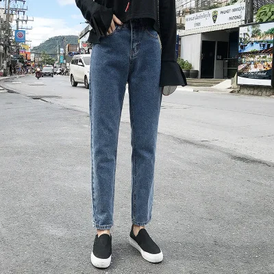 Nine points pants Женские джинсы с высокой талией размера плюс, женские свободные штаны с эффектом пуш-ап для отдыха, женские штаны-шаровары, модные женские джинсы высокого качества - Цвет: Nine points pants