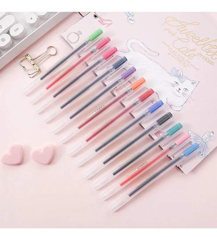 12 color pens set for drawing writing highlighting liner marker Transparent matte 0.5mm Ballpoint pen Stationery school F808