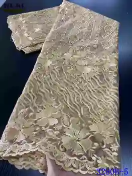 

NIAI Gold African Embroidered Lace Fabric 2020 High Quality Nigerian Bridal Lace Fabrics French Net Lace For Dress XY3280B-5