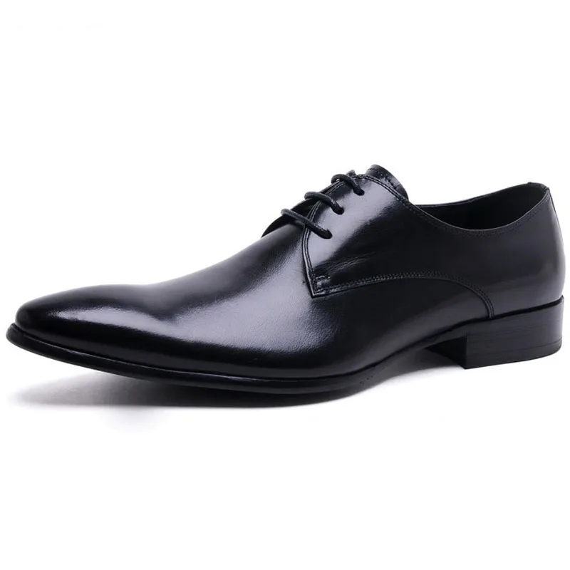 

Genuine Leather Men Oxfords Spring And Autumn Summer Dress Shoes For Male Wedding Party Pointy Flats Business Shoes
