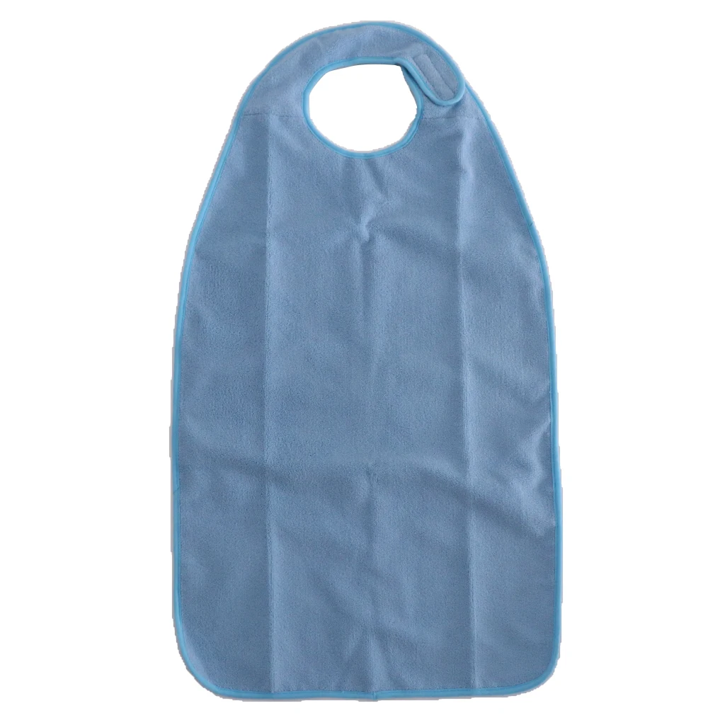 Large Waterproof Washable Adult Terry Cloth Mealtime Bib Apron Clothing Protector for Elders Disabilities Patients - 87*46.5cm