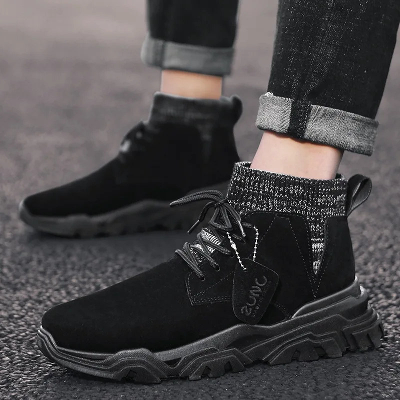 

Plus Velvet Martin Boots Men's Fashion Hight-top British Style Winter Autumn MEN'S SHOES New Style MEN'S Short Boots Workwear Ca