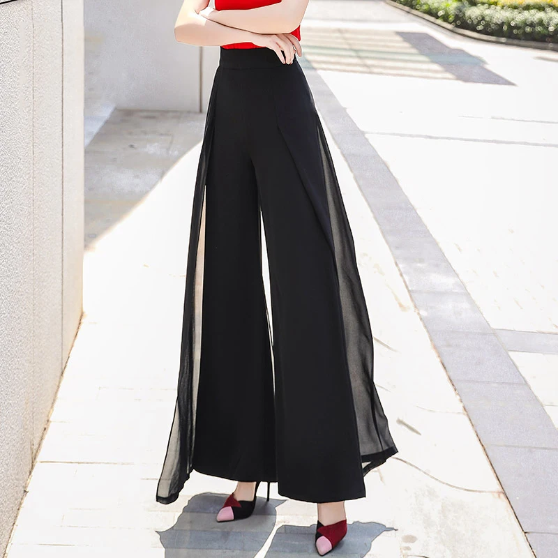 Latin Dance Dress Pants For Women Clothing Summer Chiffon Wide-Leg Match Performance Clothes Rumba Ballroom Trousers 539 | Тематическая