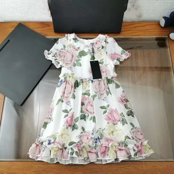 

Instock 2020 New Summer Fashion Big Flower Printed Girls Dress for Wedding and Party 8 to 12Y
