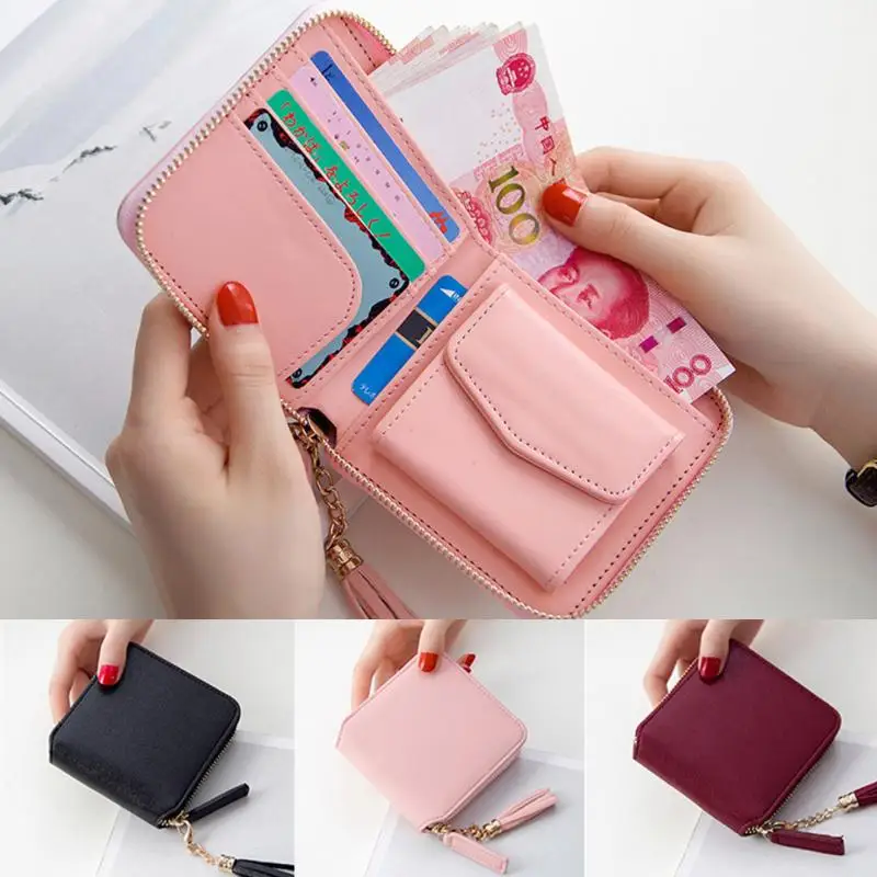 

Women Square Coin Purses Holders Wallet Female Leather Tassel Pendant Money Wallets Fashion Clutch Bag #5