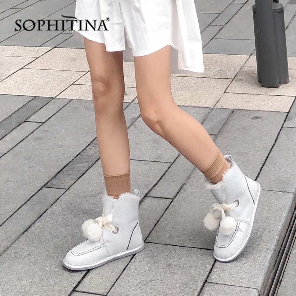 SOPHITINA/ботинки с квадратным носком Модная дизайнерская теплая удобная обувь Лидер