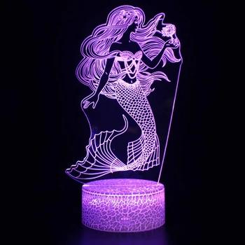 

USB Barbie Mermaid 3D Lamp table lamp 7 colors romantic wife festival daughter Night light Valentine's Day decoration Gift light