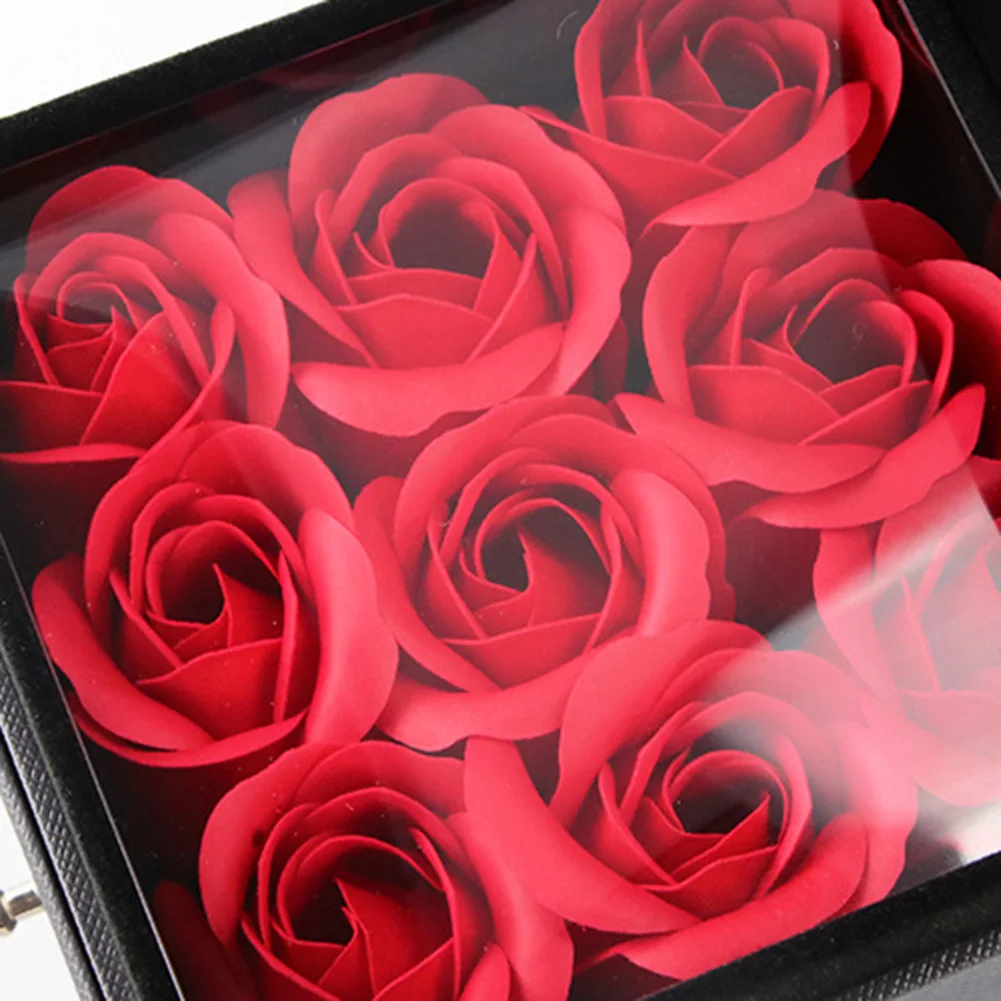 Кольцо держатель для ожерелья бумажная коробка+ 9 шт. Искусственный цветок розы подарок чехол коробка ювелирных изделий дисплей ювелирных изделий Свадебные ювелирные изделия