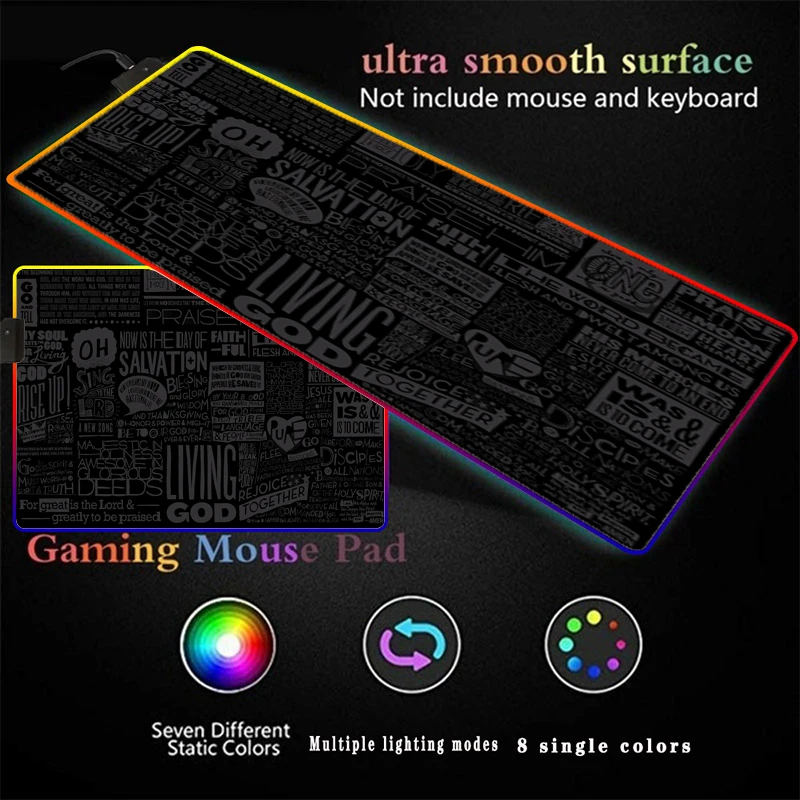 Игровой коврик для мыши с черным рисунком RGB игровой ПК ноутбука настольного