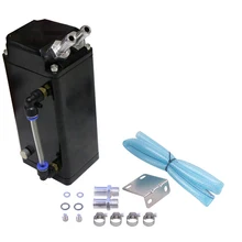 

D1 SPEC Square 0.75L Universal Billet Aluminum Racing Engine Oil Fuel Catch Reservoir Tank Can With Hose Indicator