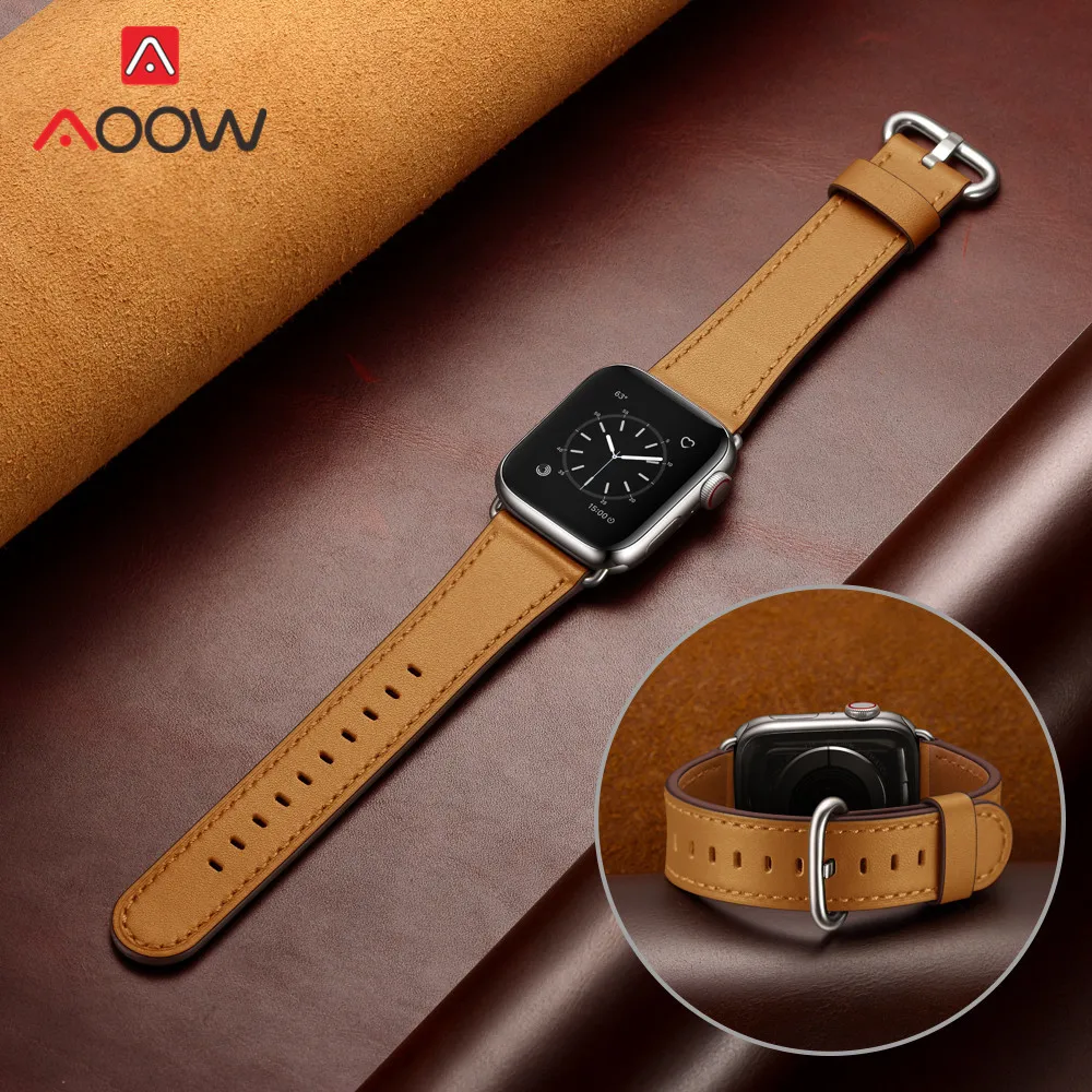 Ремешок для часов из натуральной кожи для Apple Watch 5, 4, 38 мм, 42 мм, 40 мм, 44 мм, роскошный мужской и женский браслет для iWatch 3, 2, 1