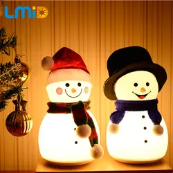 В форме снеговика аккумуляторная Ночная лампа силиконовая многоцветная светодиодный Аккумуляторная Ночная лампа для новогоднего подарка