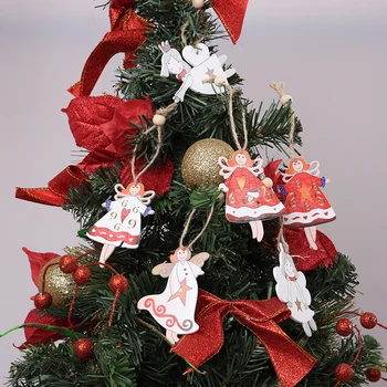 

8Pcs Christmas Ornament Wooden Crafts Hanging Pendants Xmas Tree Home Decorations Kids Toys For Home Gifts