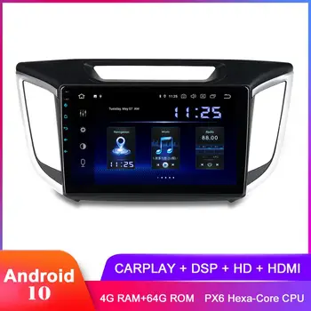 

10.2" IPS Display Android 10 Car Stereo GPS For Creta IX25 2014 2015 2016 2017 Carplay In Dash Auto Radio WiFi DSP Audio Video